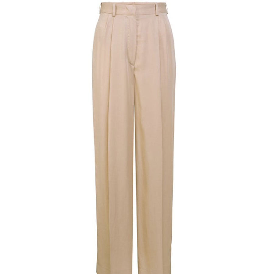 Women HELLO'BEN Jeans & Trousers | High Waisted Tencel Pants In Sand