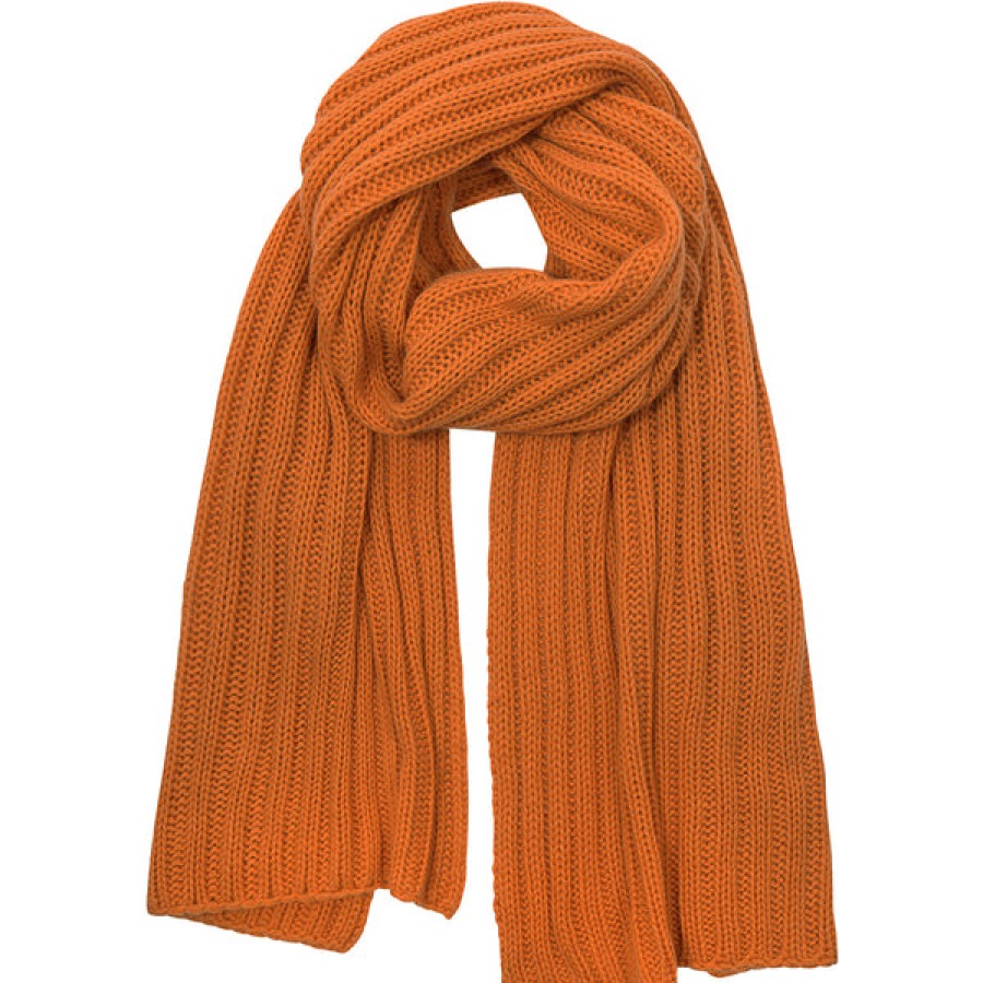 Men PETIT CALIN HAMBURG | Ribbed Cashmere Scarf In Rusty Orange