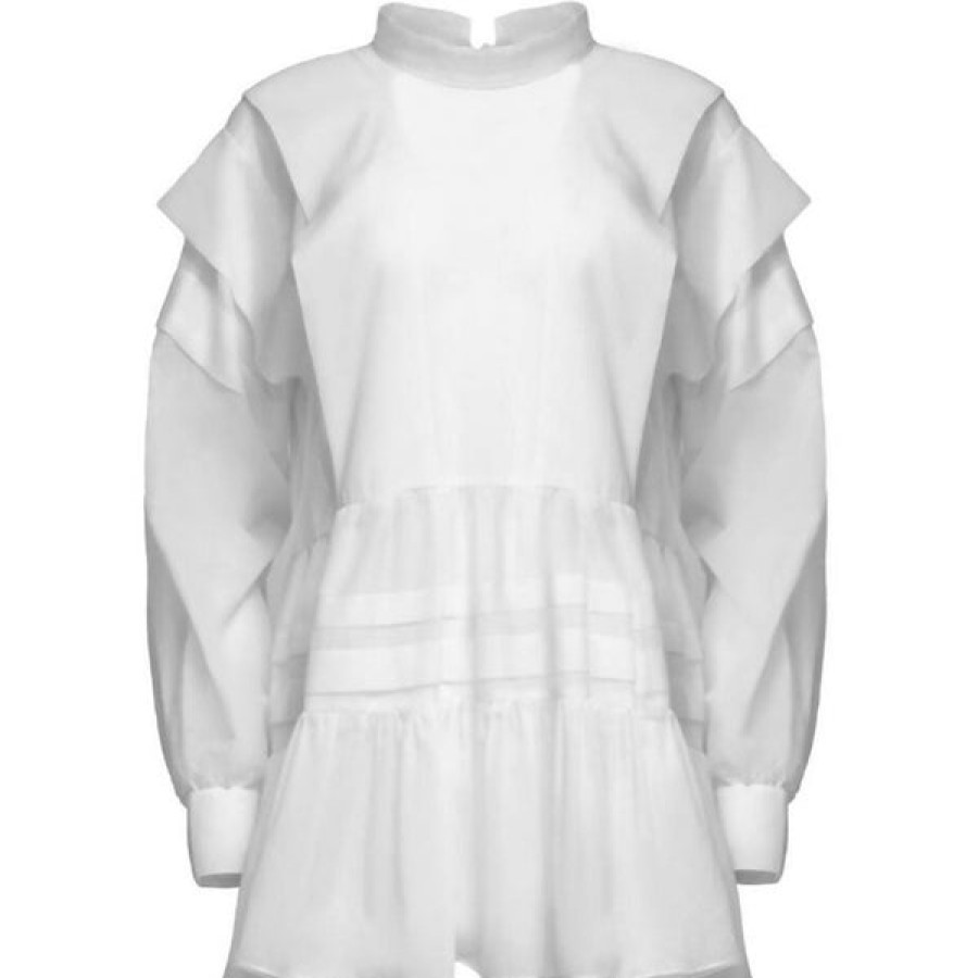 Women Helene Galwas Tops & Shirts | White Tunic Blouse Dress