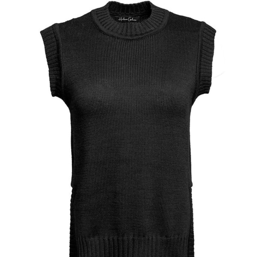 Women Helene Galwas Tops & Shirts | Black Fine Knit Vest