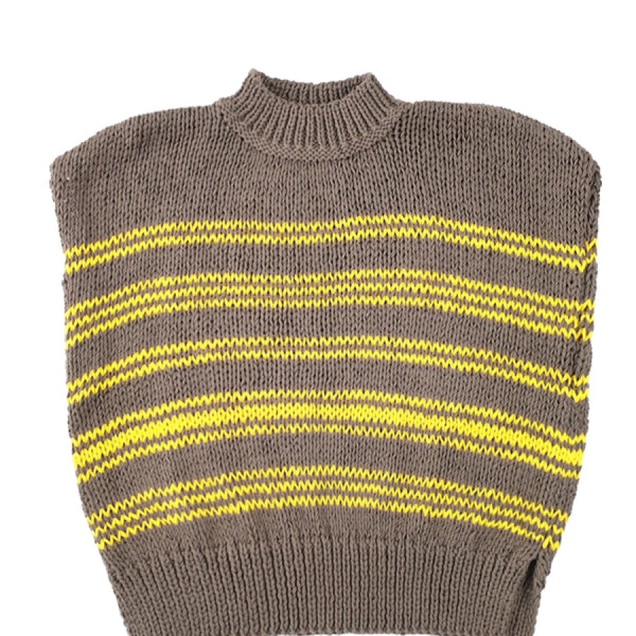 Women CLAUSSEN Knitwear & Cashmere | Hand Knitted Slipover With Yellow Stripes