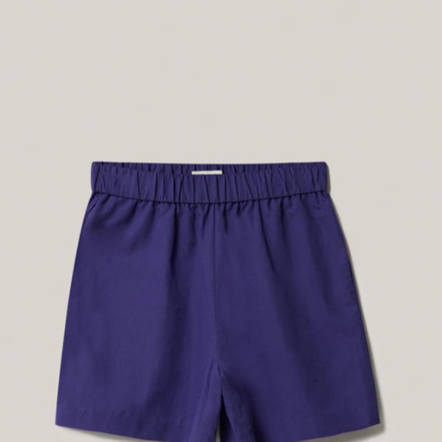 Women MALAIKARAISS Jeans & Trousers | Cotton Shorts In Deep Purple