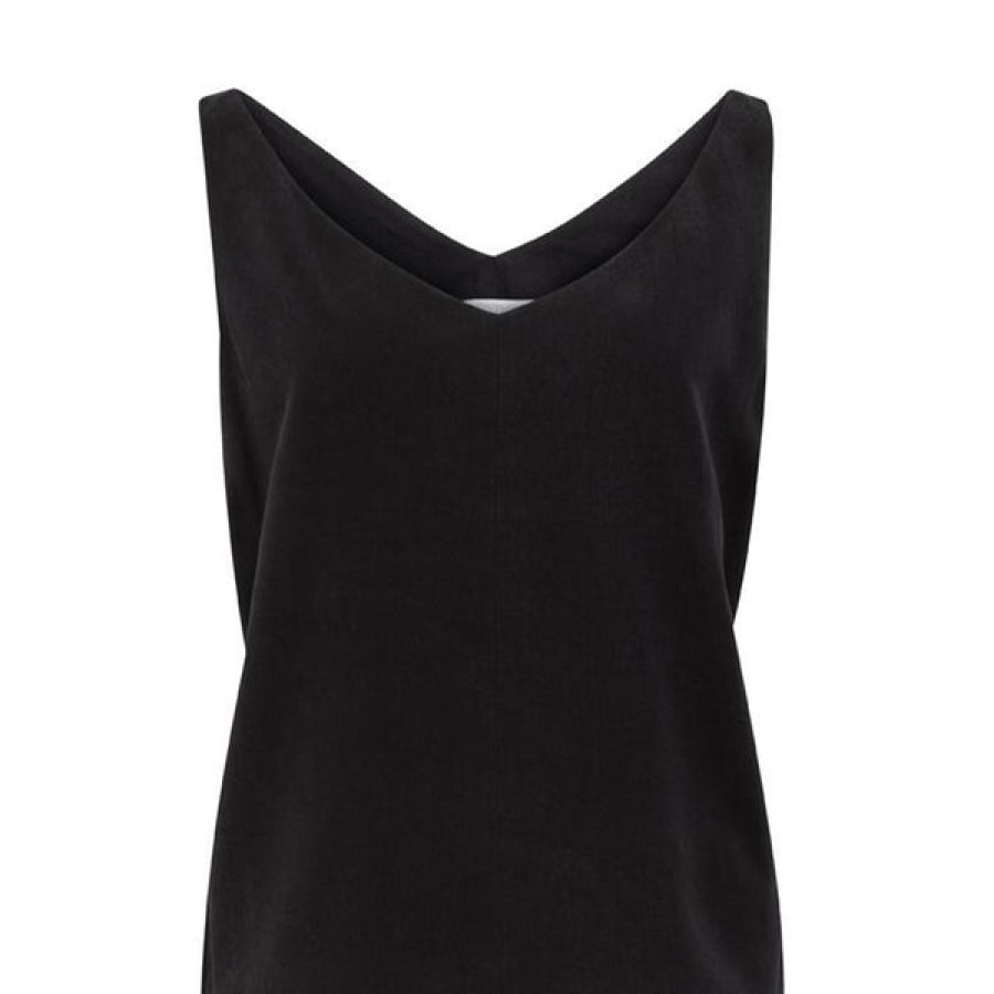 Women HELLO'BEN Tops & Shirts | Ribbed V-Neck Top In Black