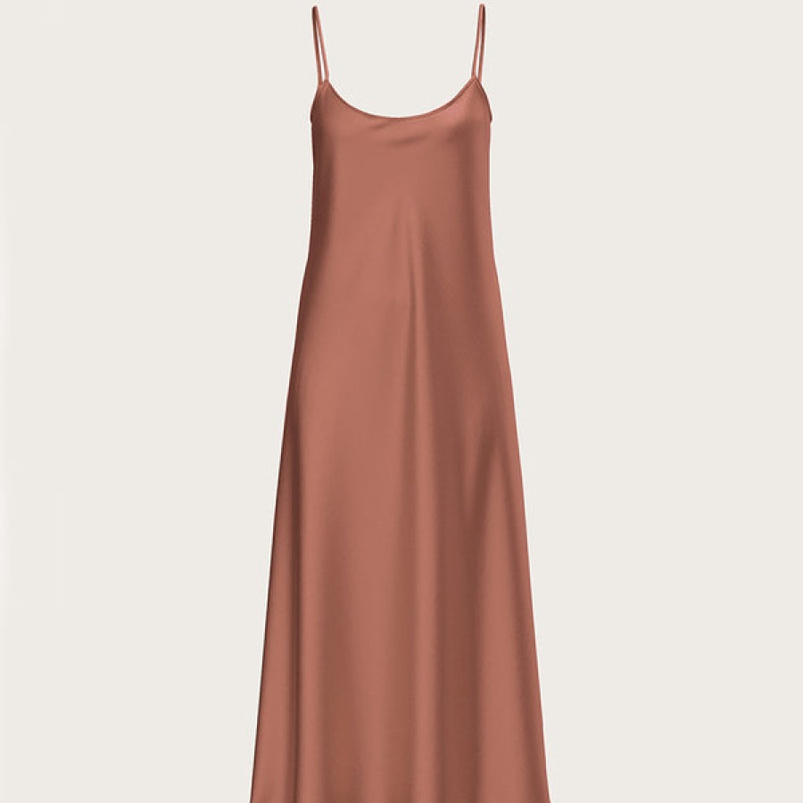 Women La Bande Berlin Dresses | Satin Silk Slip Dress In Rosewood