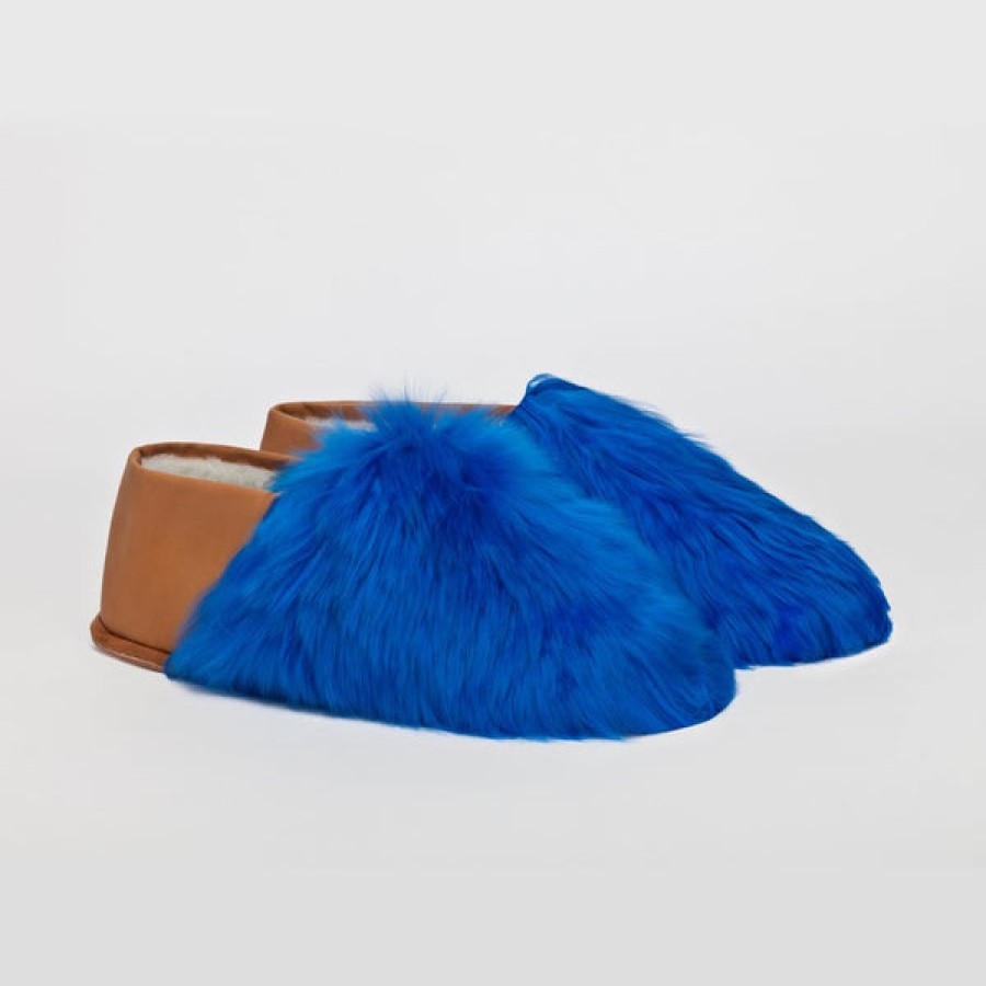 Men Baboosha Paris | Ethically And Cruelty Free Alpaca Slippers In Bright Blue