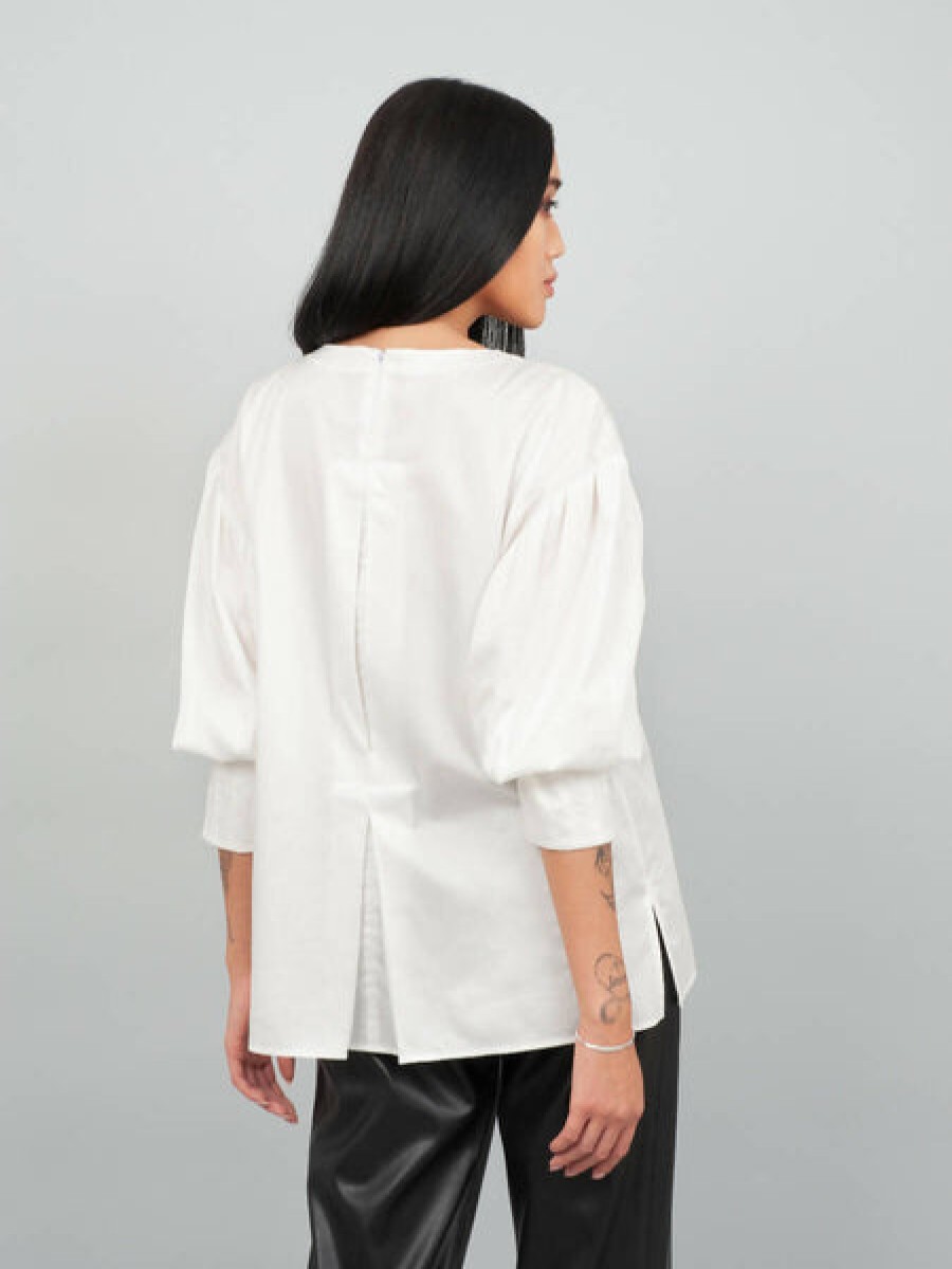 Women Helene Galwas Tops & Shirts | White Cotton Blouse