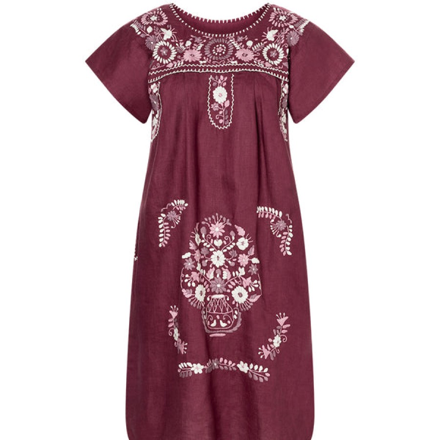 Women Santa Lupita Dresses | Embroidered Linen Dress