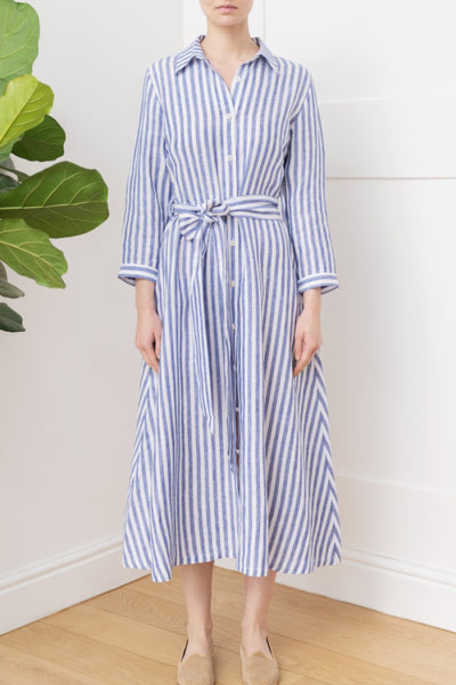 Women ORAMAI LONDON Dresses | Striped Organic Linen Dress