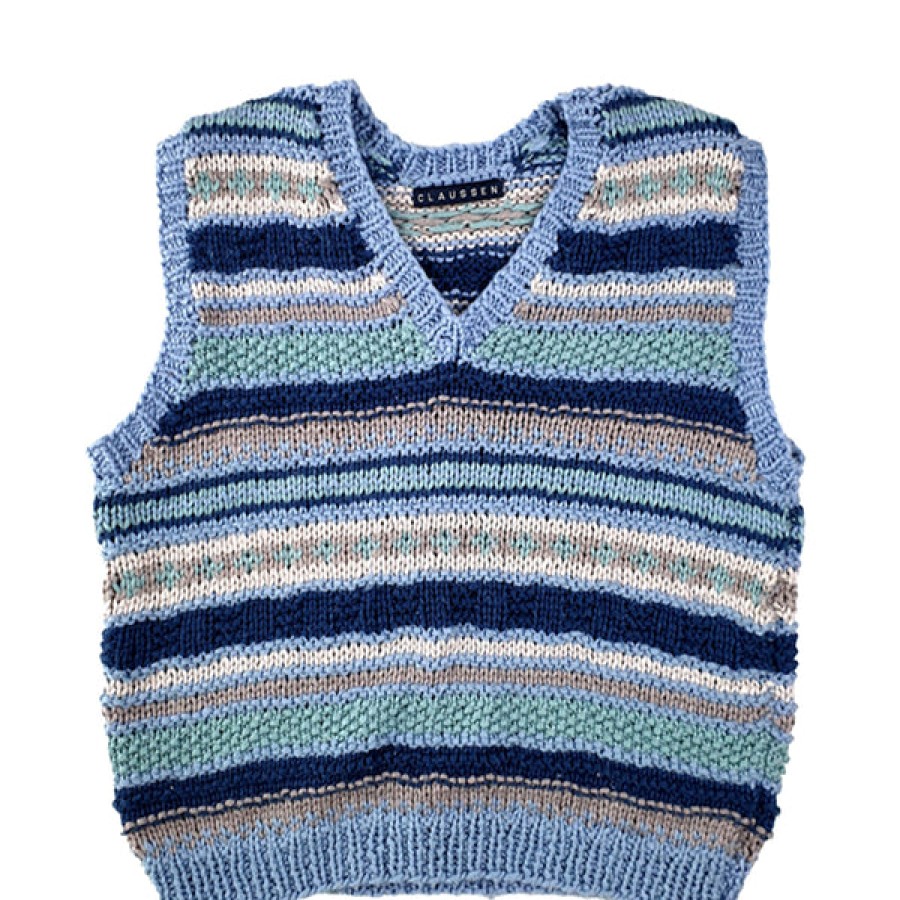 Women CLAUSSEN Knitwear & Cashmere | Hand Knitted Slipover With Blue Striped Pattern