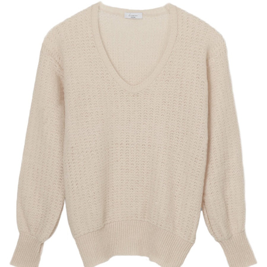 Women Liapure Design Studio Knitwear & Cashmere | Handknitted Wool Sweater In Beige