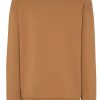 Women FRITZ THE LABEL Knitwear & Cashmere | Casual Organic Cotton Sweater With Pad Silhouette In Camel