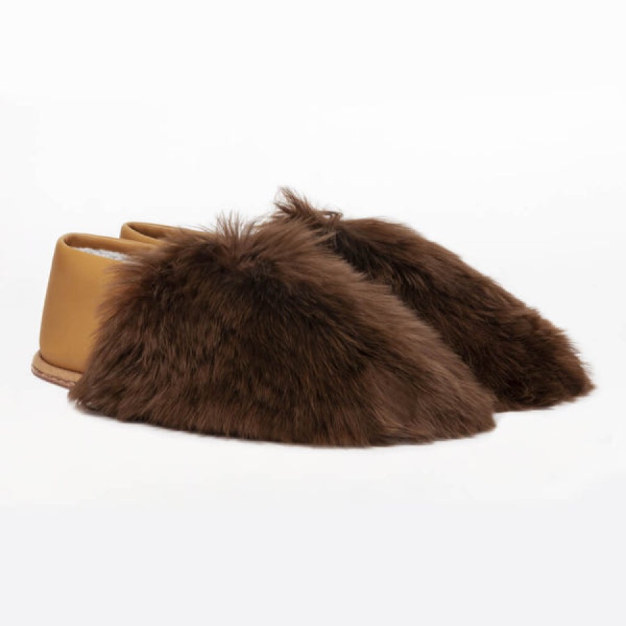 Men Baboosha Paris | Ethically And Cruelty Free Alpaca Fur Slippers In Chocolate