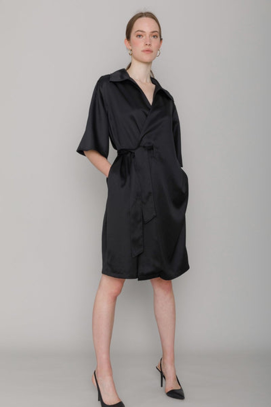 Women Mykke Hofmann Dresses | Black Vegan Silk Dress