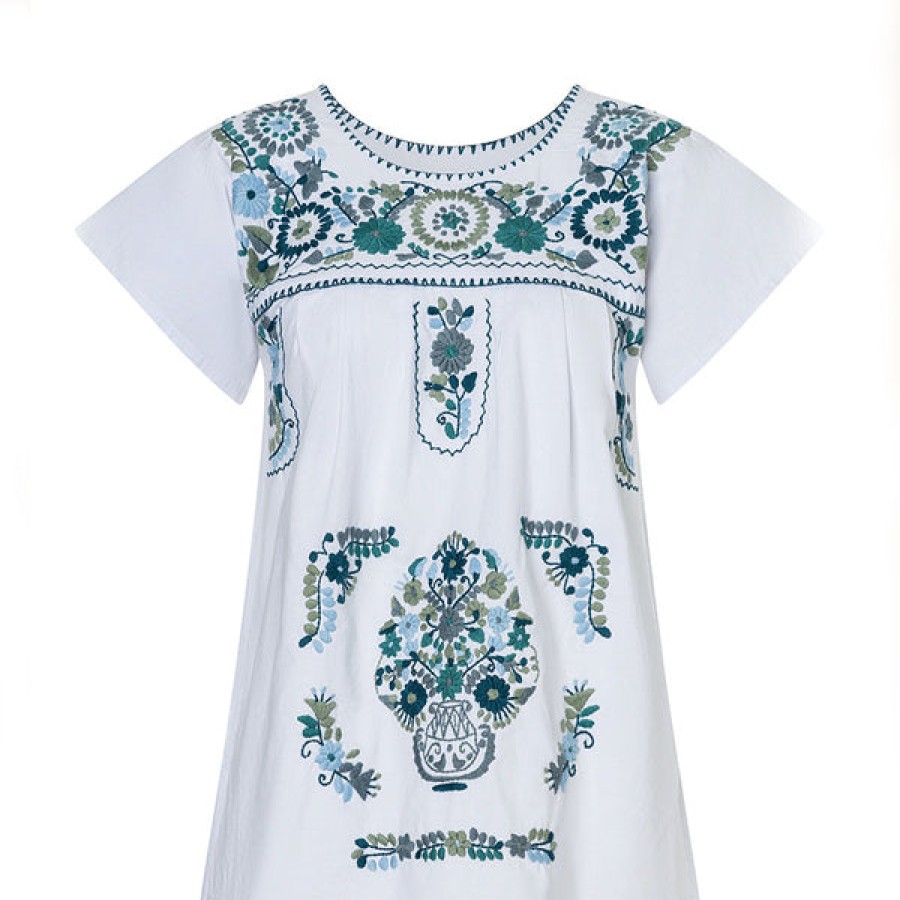 Women Santa Lupita Tops & Shirts | Embroidered Cotton Top