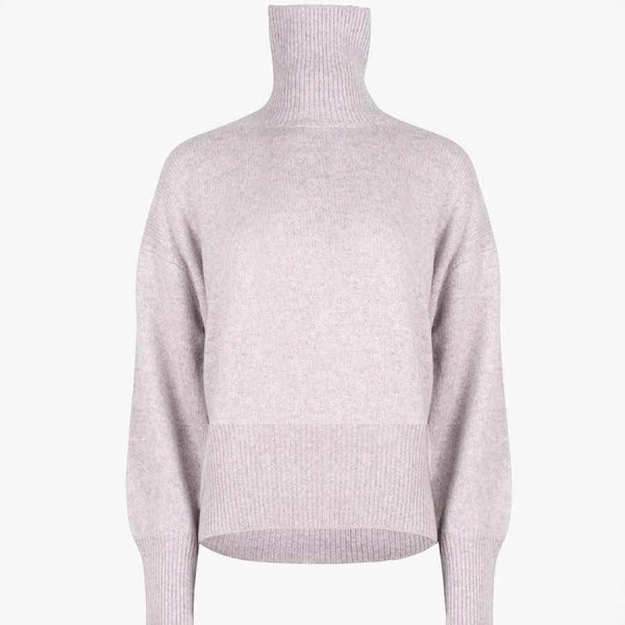 Women STUDIO 163 Knitwear & Cashmere | Grey Cashmere Turtleneck Sweater