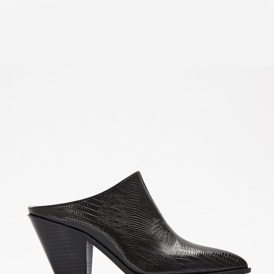 Women AMAATA Shoes | Black Leather Mules