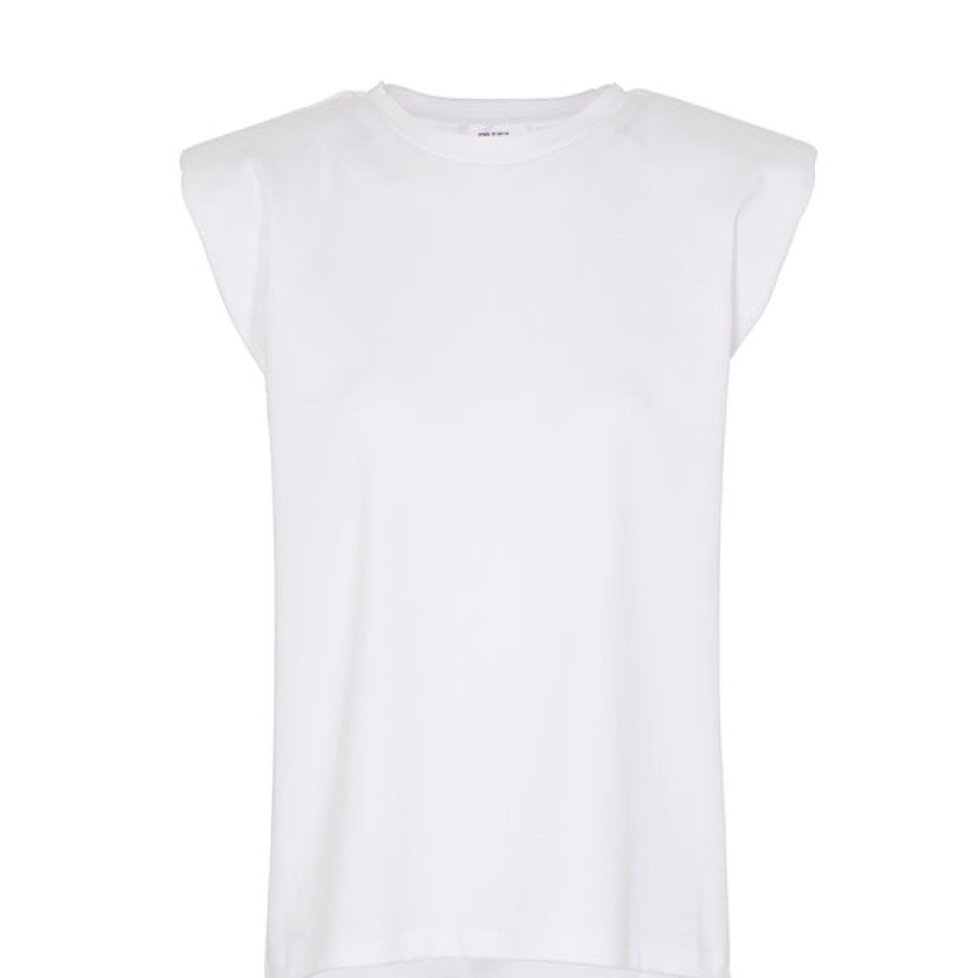 Women FRITZ THE LABEL Tops & Shirts | White Organic Cotton Shirt With Pad Silhouette