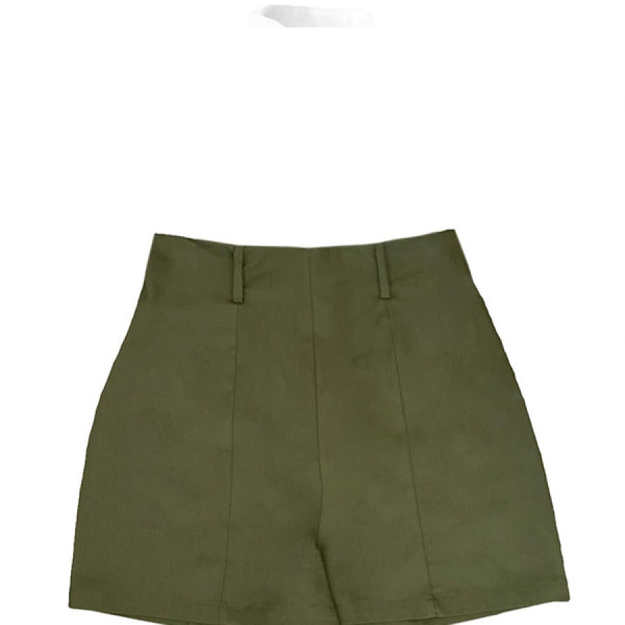 Women Maison O Paris Jeans & Trousers | Green Organic Cotton Shorts