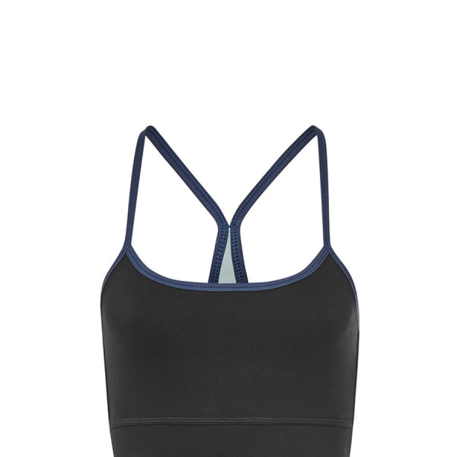 Women Wellicious Gymwear | Cropped Yoga Tank Top In Black/Green