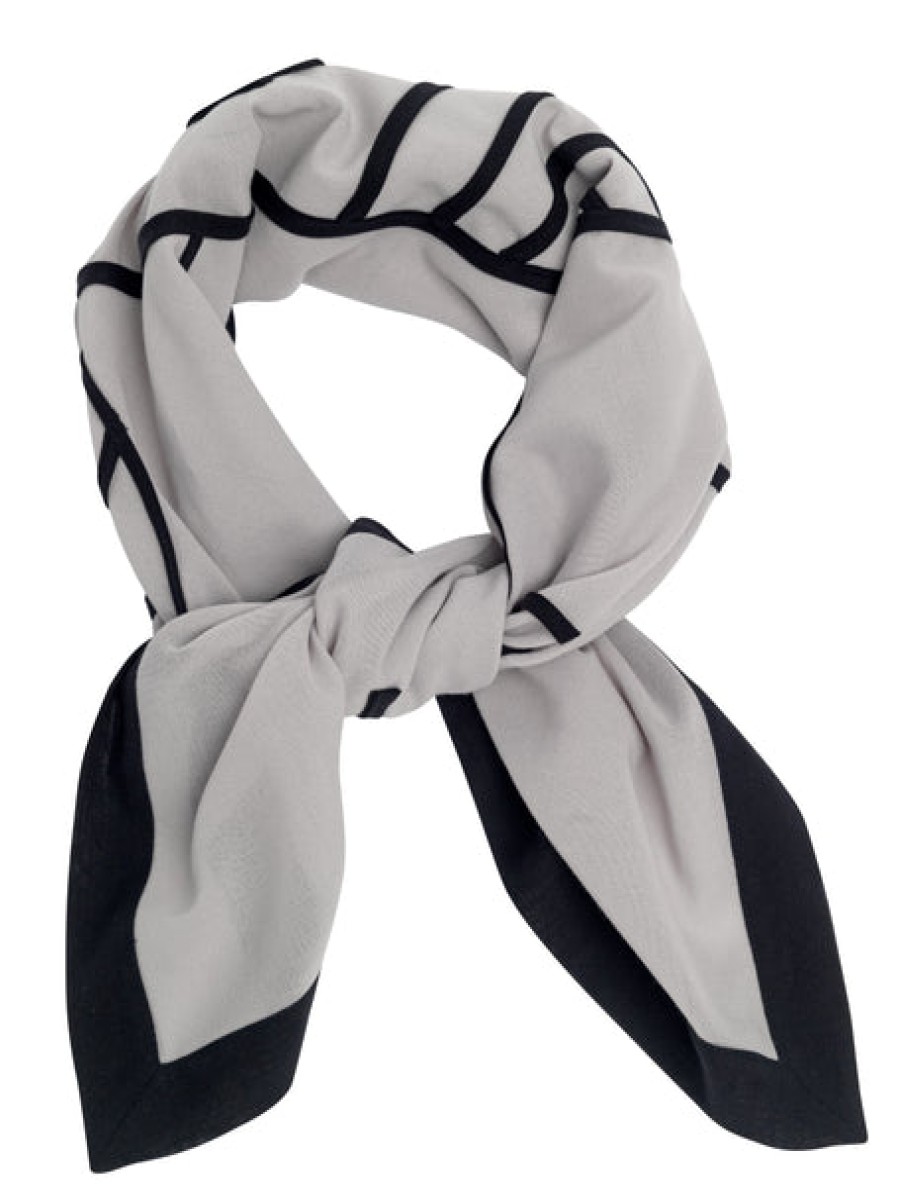 Women CASA NATA Accessories | Light Grey Carre Scarf With Irma-Illustration