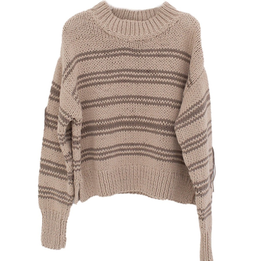 Women CLAUSSEN Knitwear & Cashmere | Hand Knitted Cotton Jumper With Striped Pattern