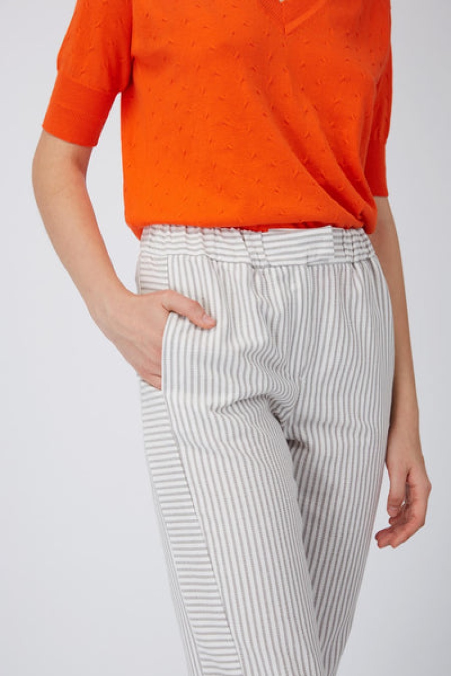 Women NINA REIN Jeans & Trousers | Striped Organic Cotton Pants