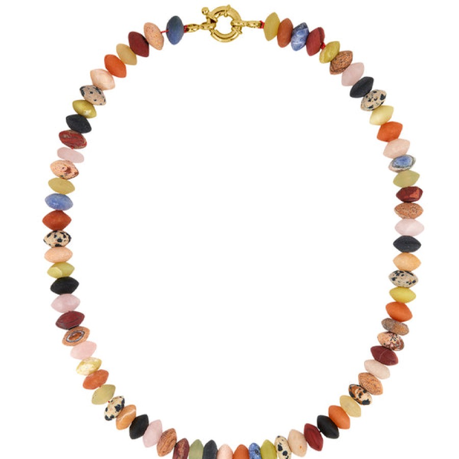 Men LLR Studios | Chunky Gemstone Necklace Made Of Recycled Silver Plated With Gold