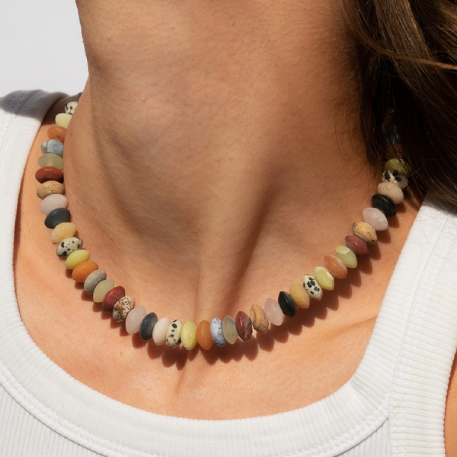 Men LLR Studios | Chunky Gemstone Necklace Made Of Recycled Silver Plated With Gold