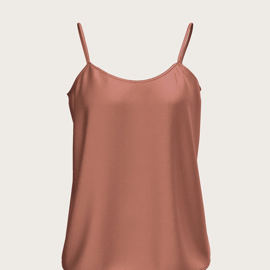 Women La Bande Berlin Tops & Shirts | Satin Silk Camisole In Rosewood