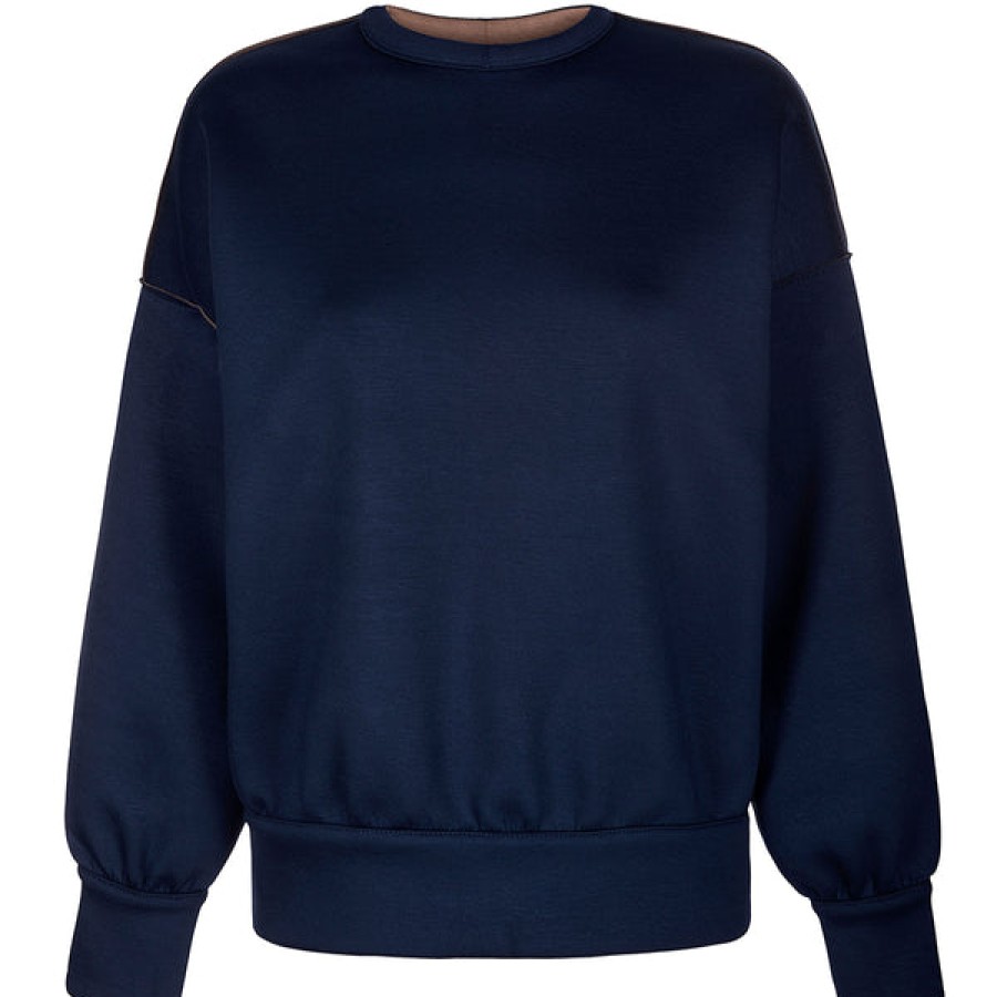 Women Mykke Hofmann Knitwear & Cashmere | Reversible Scuba Sweater In Navy & Camel