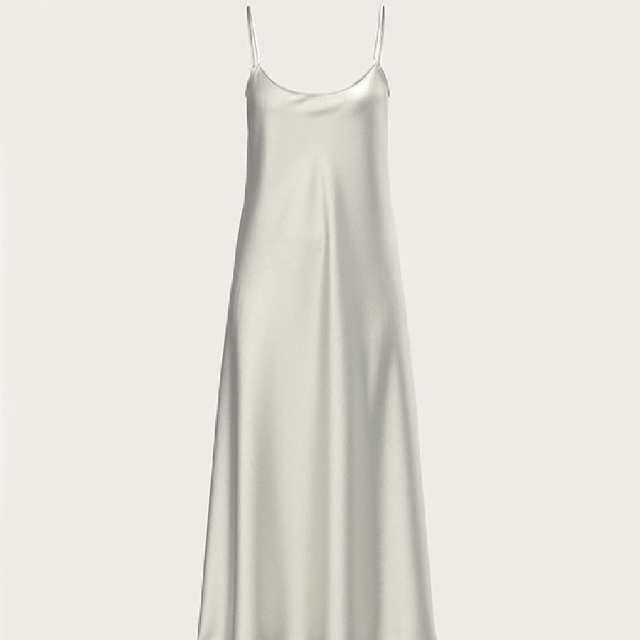 Women La Bande Berlin Dresses | Satin Silk Slip Dress In White