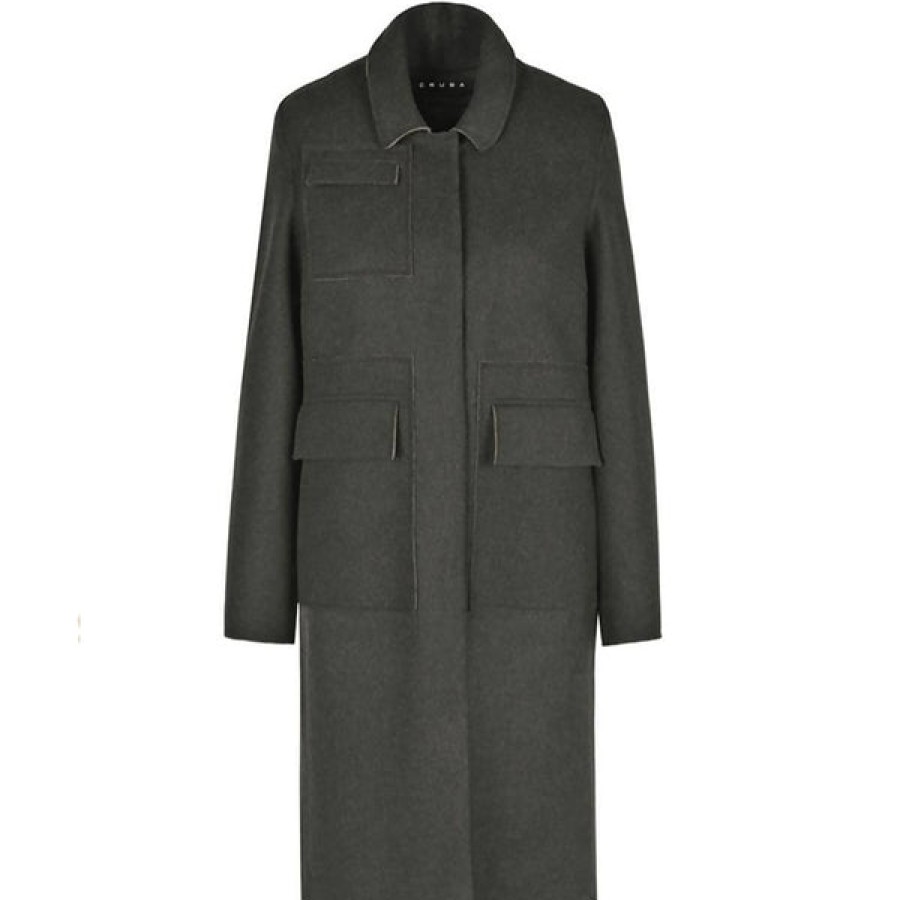 Women CRUBA Coats & Jackets | Straight Merino Wool Coat In Anthracite