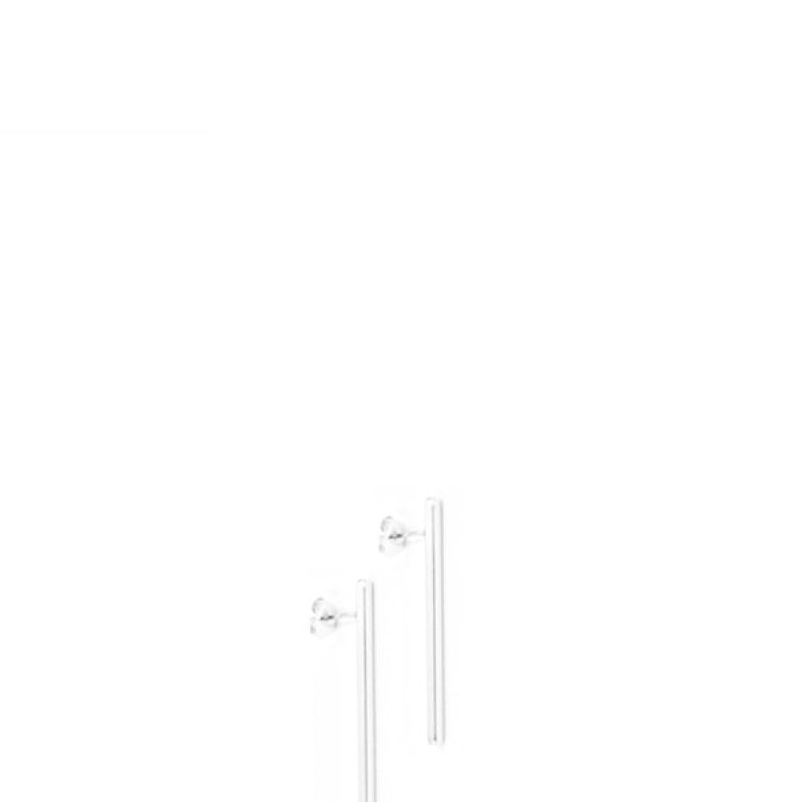 Women CHO KONZEPT Jewelery | Pair Of Ear Studs Short Bar In Silver