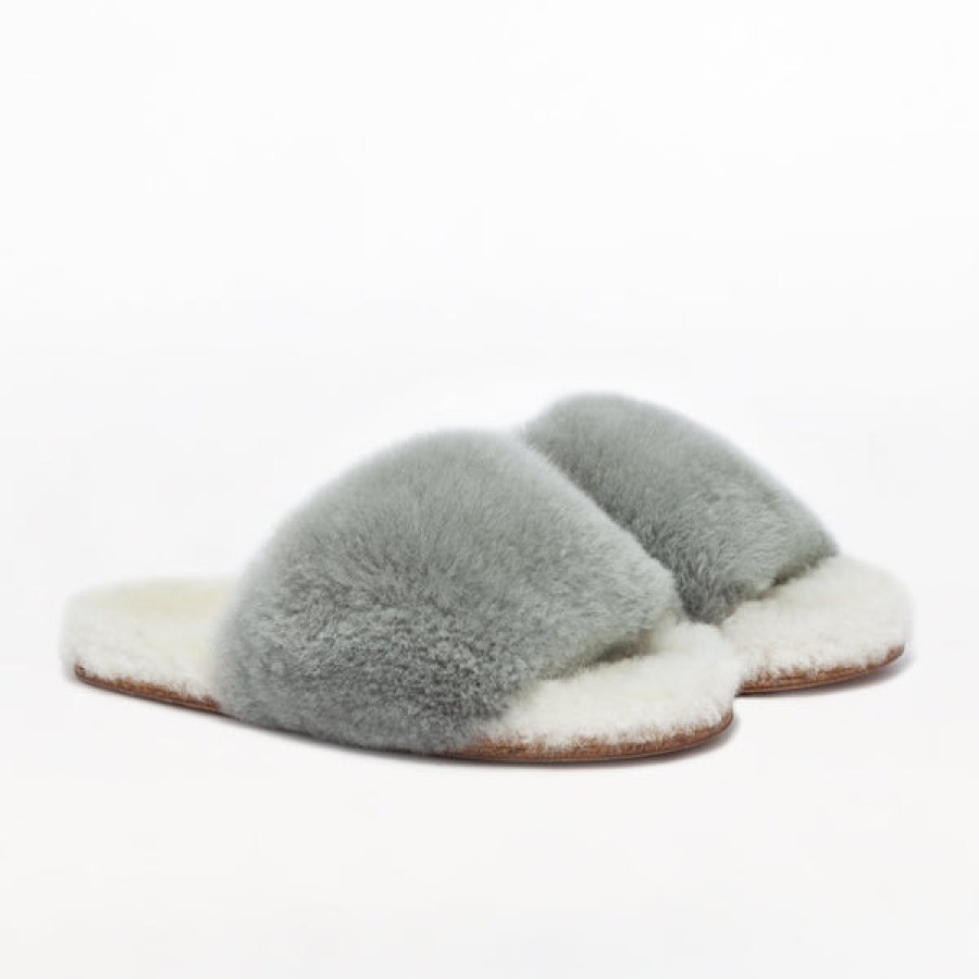 Men Baboosha Paris | Ethically And Cruelty Free Alpaca Slider In Grey/White