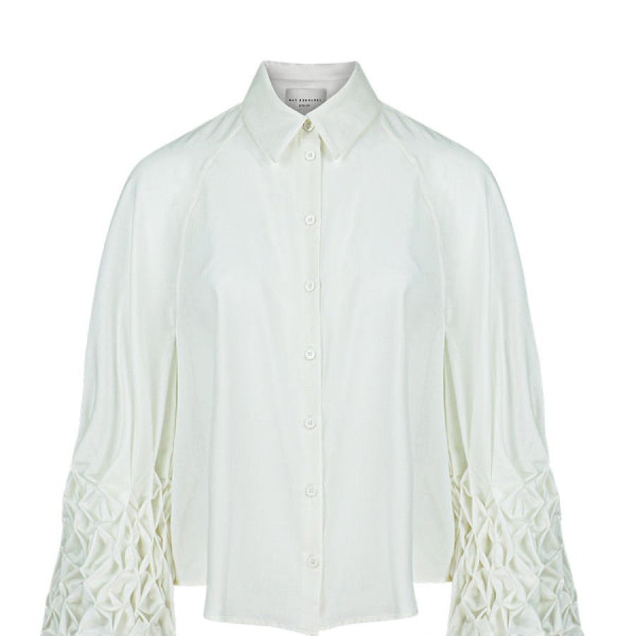 Women MAY BERNARDI ATELIER Tops & Shirts | White Blouse With Smock Details