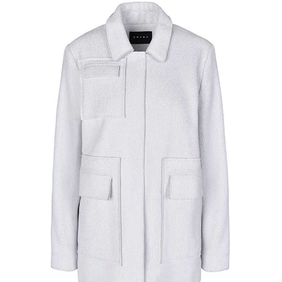 Women CRUBA Coats & Jackets | Straight Canvas Jacket In Light Grey