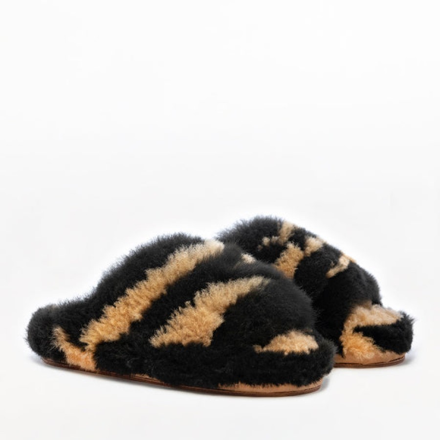 Women Baboosha Paris Shoes | Ethically And Cruelty Free Alpaca Slider Platform In Tigrillo