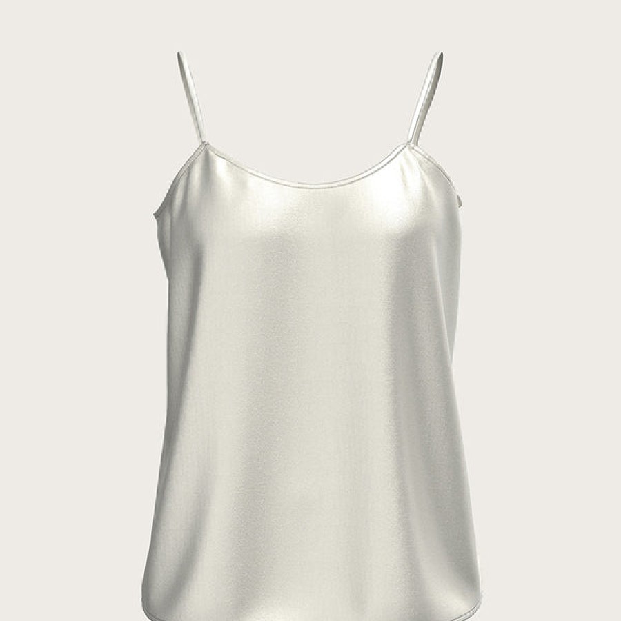 Women La Bande Berlin Tops & Shirts | White Satin Silk Camisole