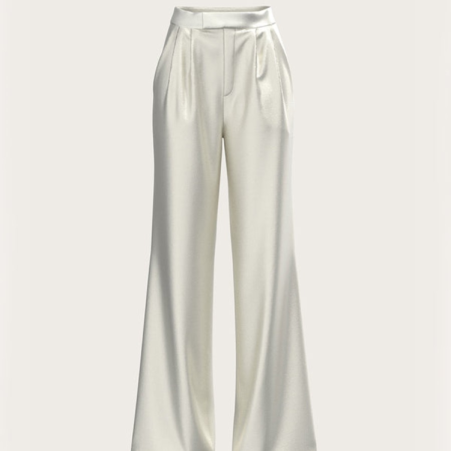 Women La Bande Berlin Jeans & Trousers | Flared Satin Silk Trouser In White