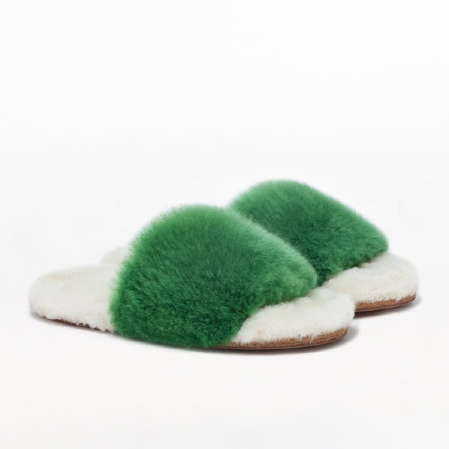 Men Baboosha Paris | Ethically And Cruelty Free Alpaca Slider In Green/White