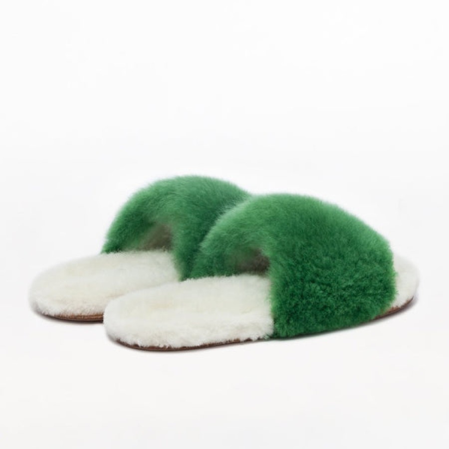 Men Baboosha Paris | Ethically And Cruelty Free Alpaca Slider In Green/White