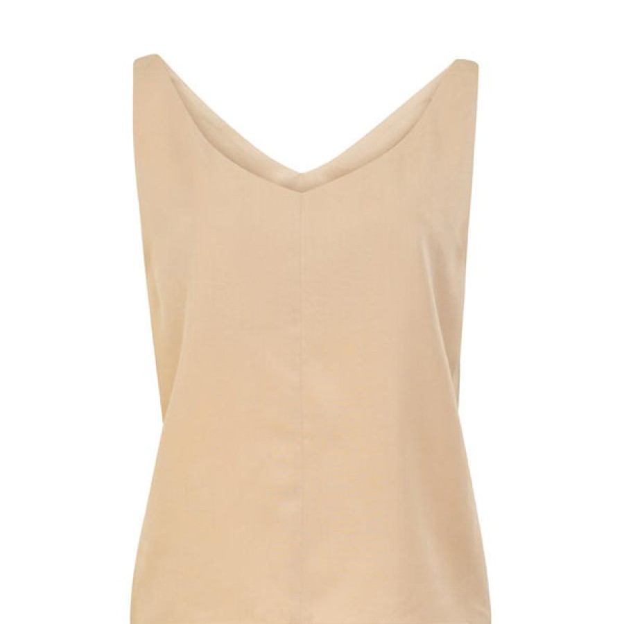 Women HELLO'BEN Tops & Shirts | V-Top In Sand Made Of Tencel